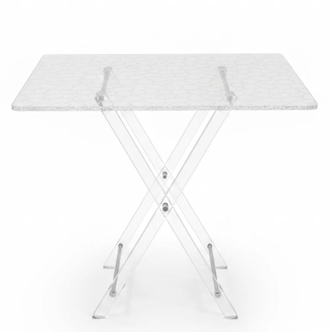 AKDC Rectangular Acrylic Honeycomb Design Folding Serving Table Set Durable and Elegant 4-Piece Utility Tables 50x40x45 cm