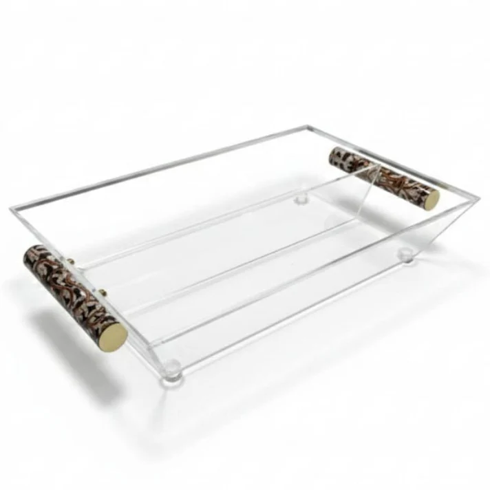 AKDC Rectangular Transparent Acrylic 2-Compartment Candy & Snacks Storage Box – 38.5 × 25.5 × 8 cm - Image 2