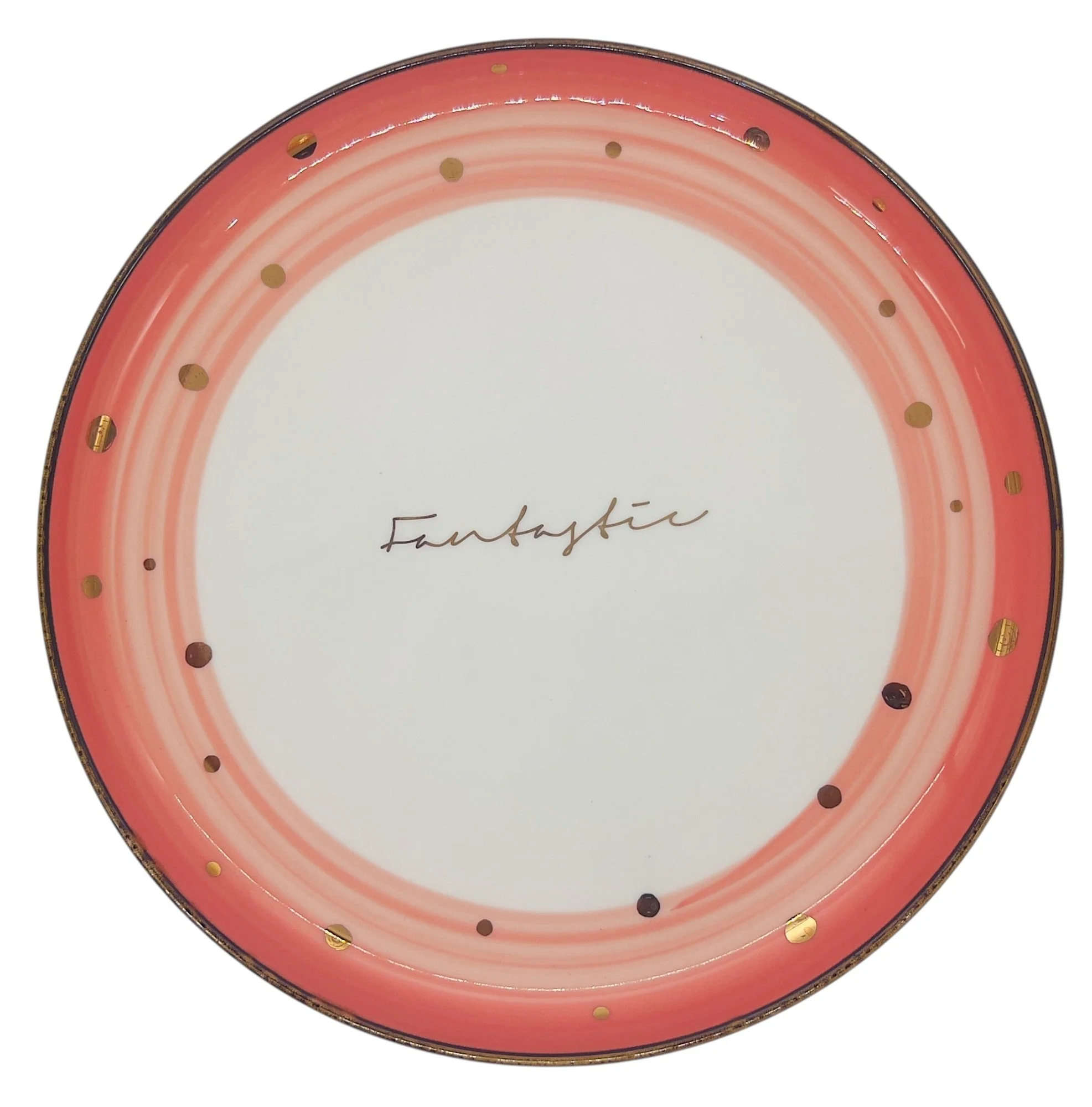 AKDC Round Ceramic Dinner Plate 25cm, Pink and Gold