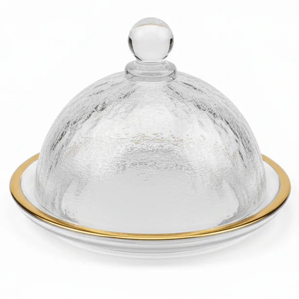 AKDC Round Glass Candy Plate with Lid Classic Covered Dessert Serving Dish 14 cm