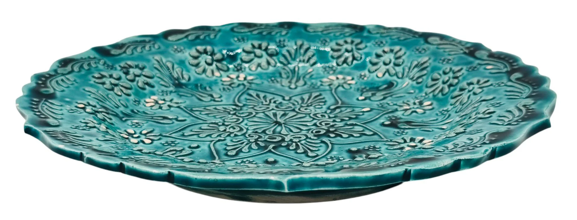 AKDC Round Handmade Plate 25cm, Multicolour Floral Design - Image 3