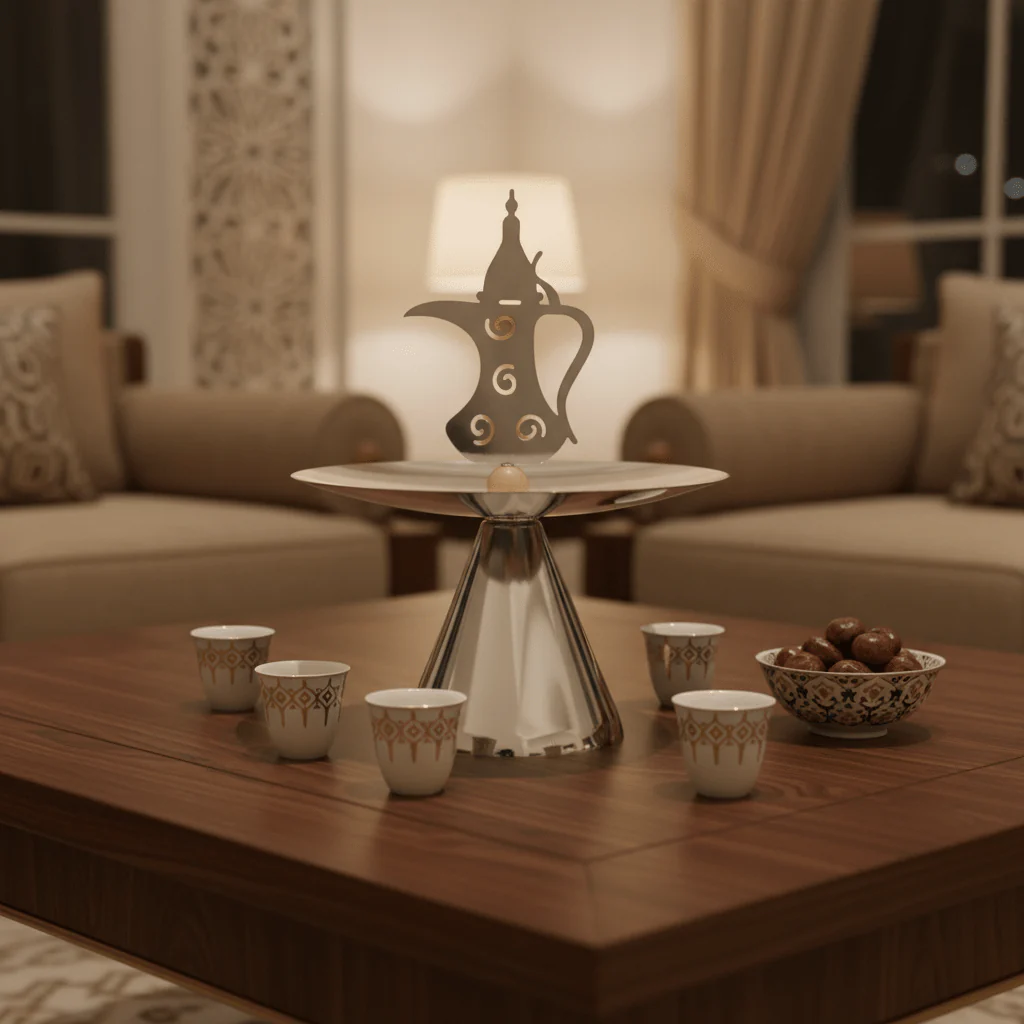 AKDC Round Metal Candy Tray with Arabic Design – Luxury Decorative Serving Tray for Traditional & Modern Tables – 30 cm - Image 2
