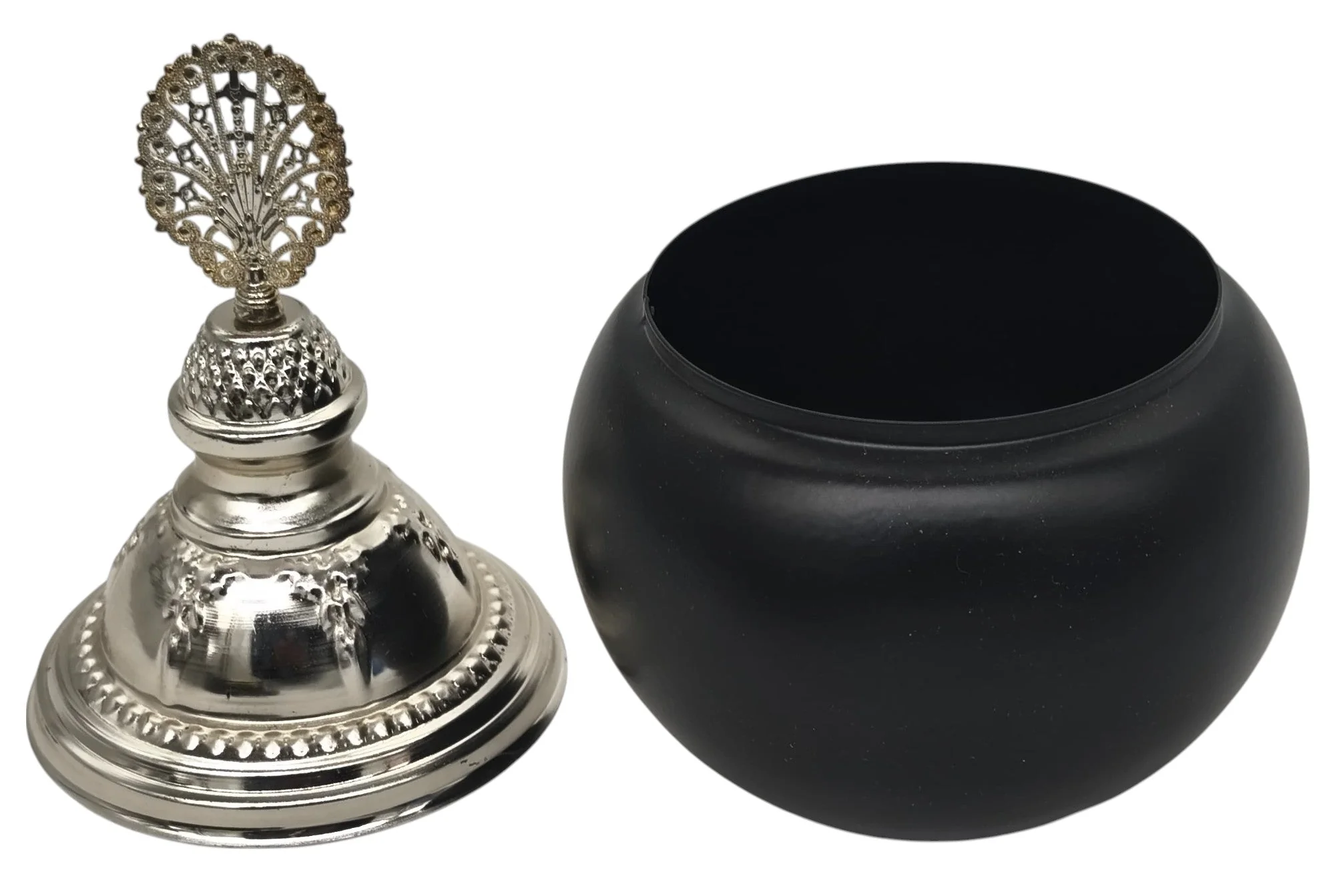 AKDC Round Metal Sugar Pot 20cm*9cm, Black/Silver - Image 4