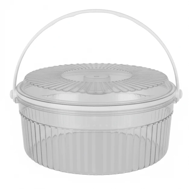 AKDC Round Plastic Storage Box with Lid 25cm, Clear & Transparent