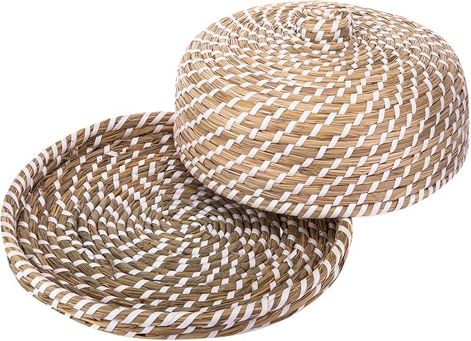 AKDC Round Rattan Tray 31Cm X 31Cm X 12Cm Honey Brown - Image 3