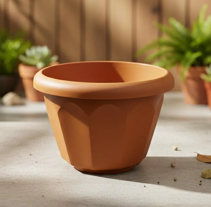 AKDC Sand Color Plastic Plant Pot – Tall Decorative Planter – 18×24 cm - Image 2