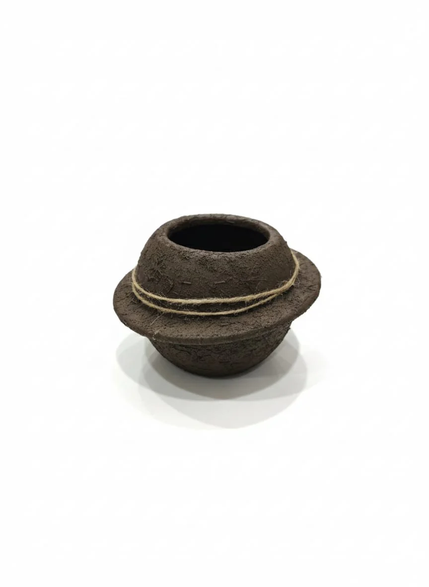 AKDC Sculpted Clay Plant Pot – Brown Earth Shade – 11×17 cm – Creative Unique Shape
