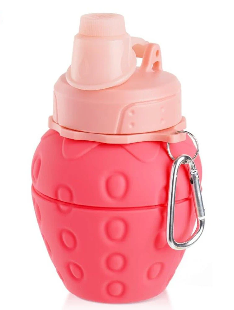 AKDC Silicone Expandable Water Bottle 500ml, Strawberry Shaped, Green