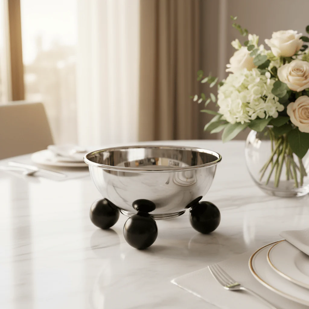 AKDC silver metal candy bowl serving dish durable elegant tableware 12cm - Image 2