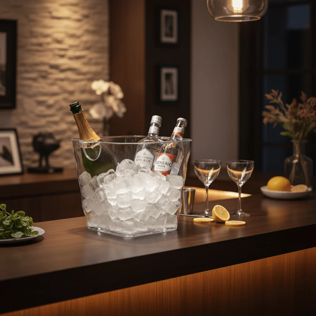 AKDC Small Clear Acrylic Ice Bucket for Drinks, Cocktails and Home Bar Use – Compact and Durable Design 20 × 20 cm - Image 2