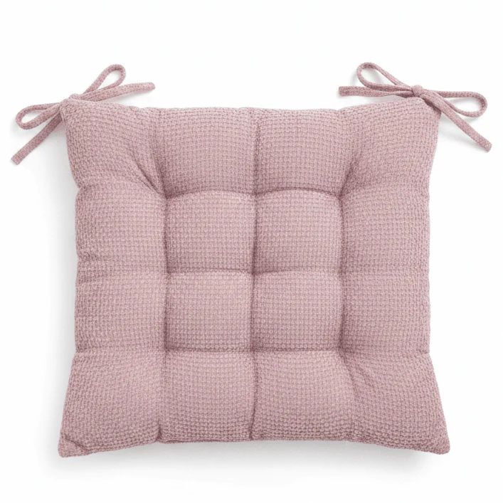 AKDC Soft Cloth Dusty Pink Square Chair Cushion with Ties Comfortable Seat Pad for Dining Chairs Bedroom and Living Room 40 cm