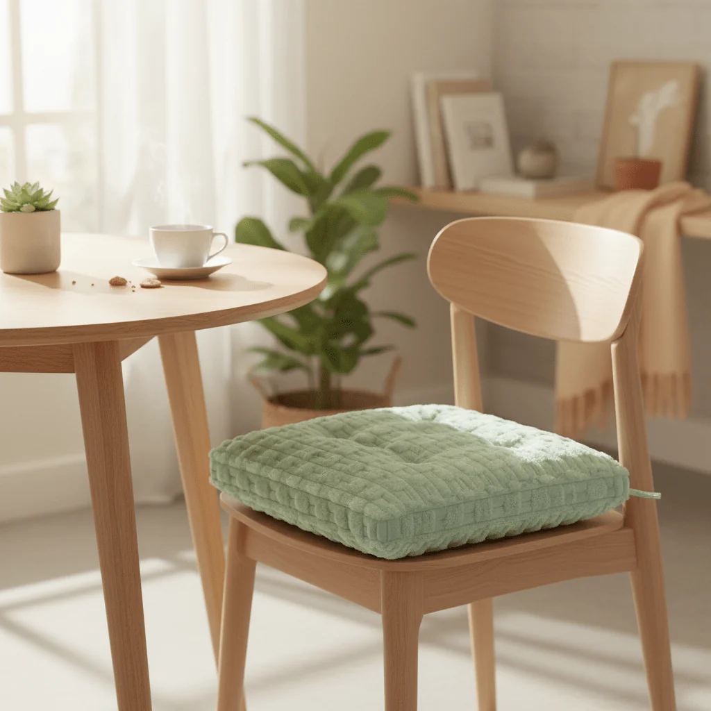 AKDC Soft Plush Mint Green Square Seat Cushion Comfortable Chair Pad for Home Office Dining Chairs 40 × 40 cm - Image 2