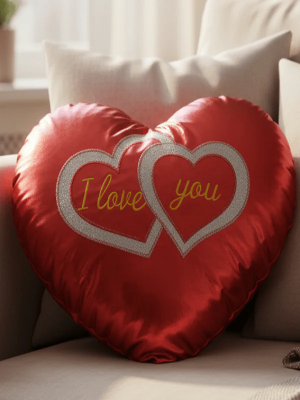 AKDC Soft Plush Red Heart Cushion (45 cm) with “Love You” Text - Image 2