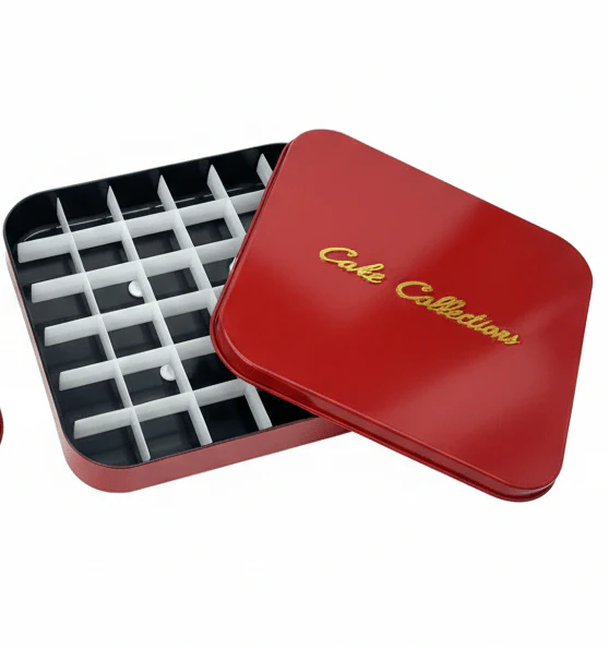 AKDC Square Red Premium Metal Cake Box with Strong Structure for Bakery Packaging 31x31cm