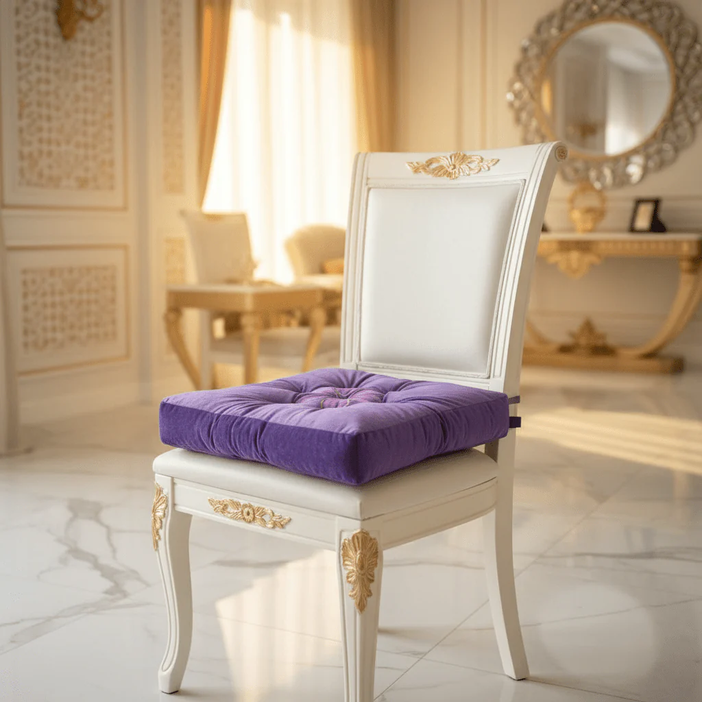 AKDC Square Velvet Polyester Royal Purple Floral Chair Cushion Elegant Comfortable Seat Pad for Home and Dining Chairs 45 cm - Image 2