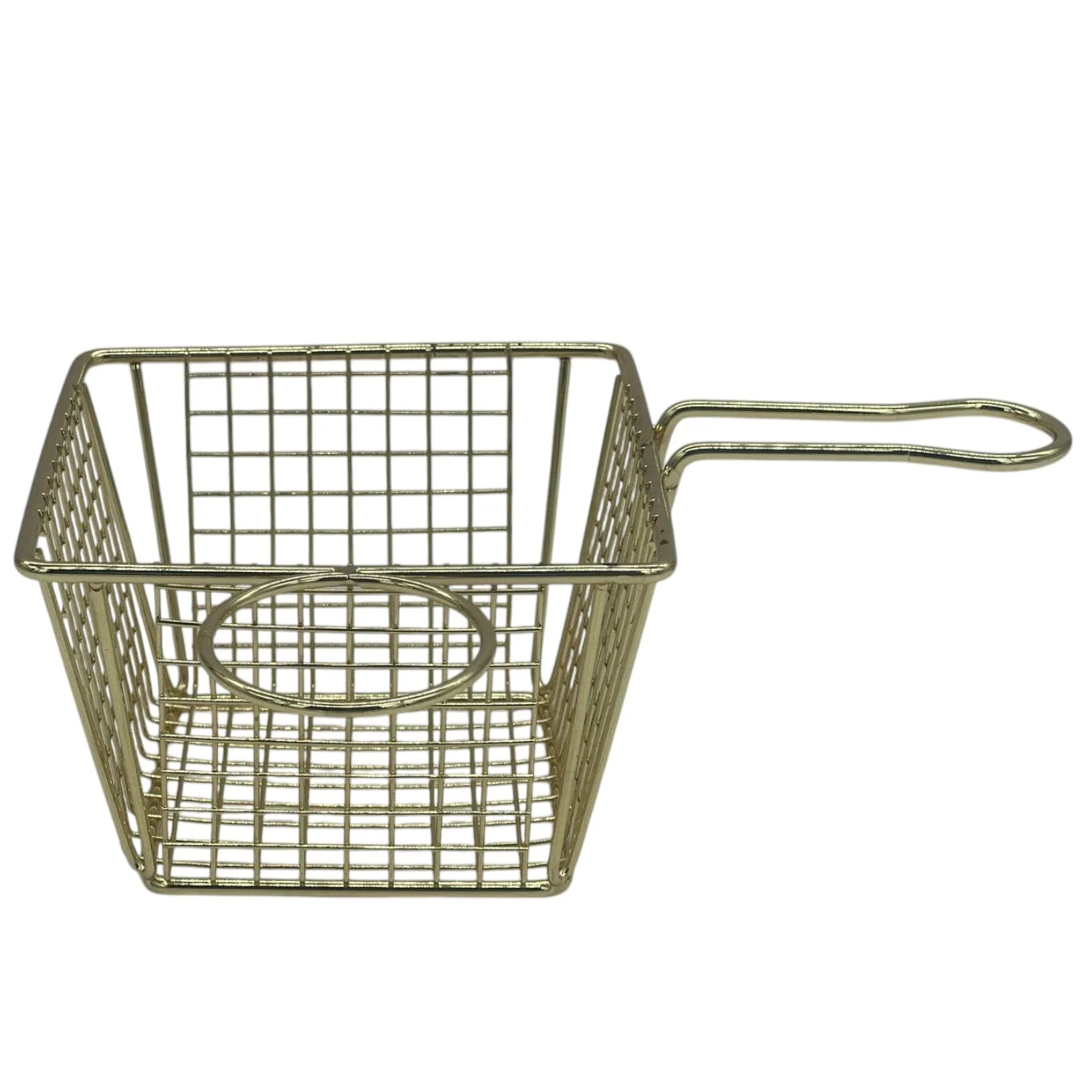 AKDC Stainless Golden Square Fryer Basket French Fries Basket Kitchen Frying Basket for Chips, Onion Rings Chicken Nugget Popcorn-13cmX8cm-Golden