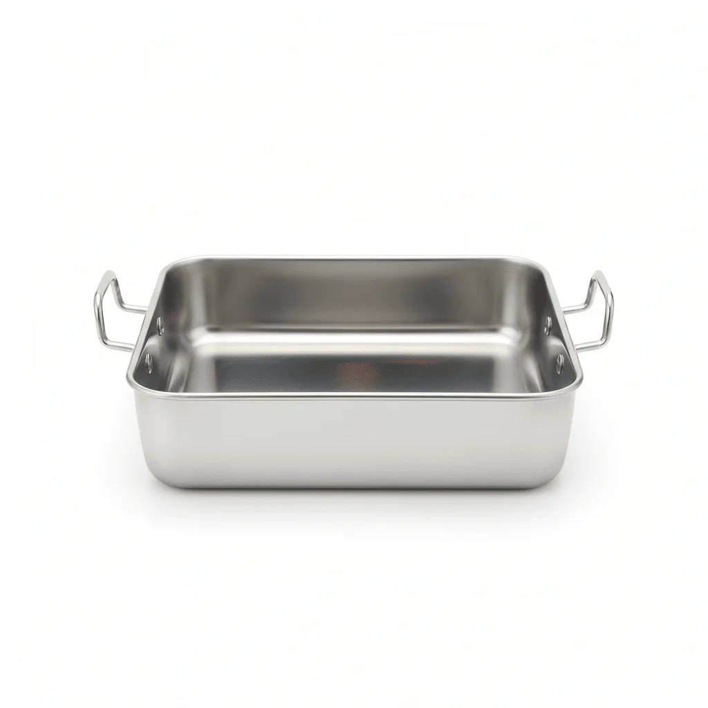 AKDC Stainless Steel Square Baking Pan Chrome With Handle-20cmX20cmX5cm