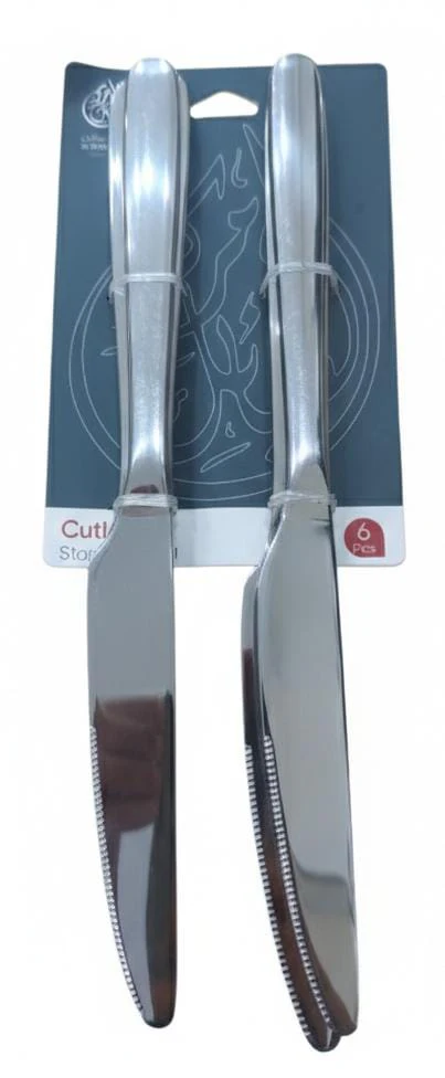 AKDC Stainless Steel Classic Dinner Knife Set of 6 Pieces – Silver Tableware