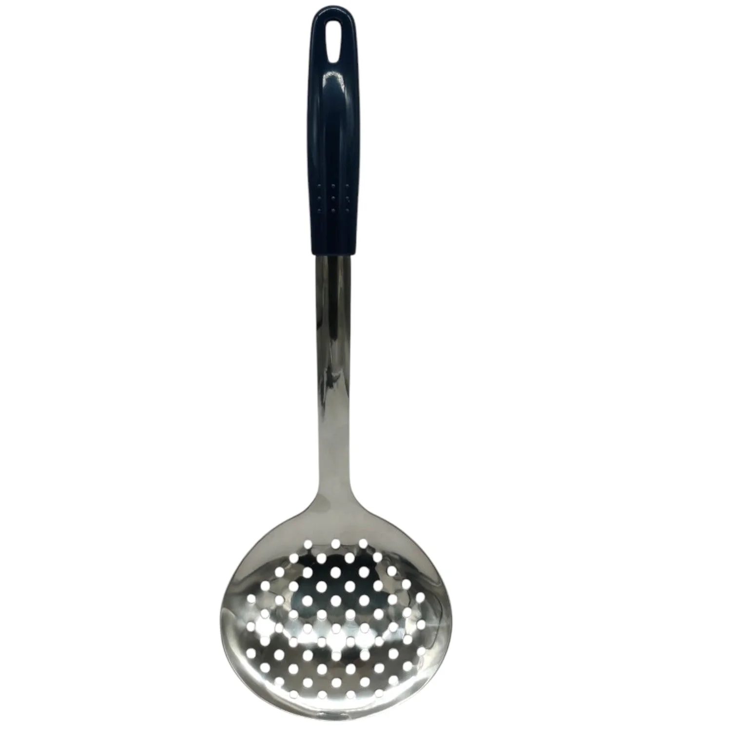 AKDC Stainless Steel Skimmer Turner Plastic Handle 35cmX12cm-Steel&Blue