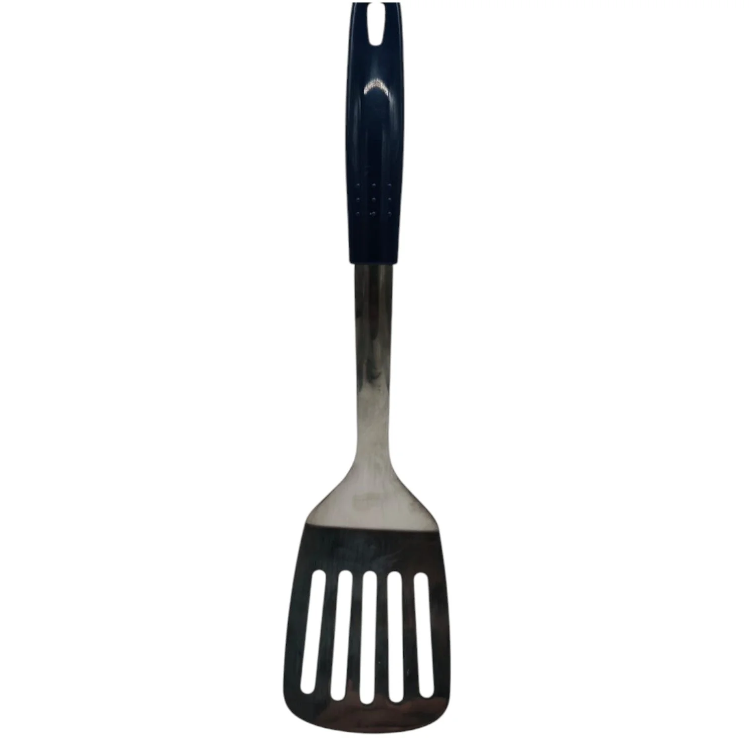 AKDC Stainless Steel Slotted Turner Plastic Handle Pancake Flipper Omlete Flipper-34cm-Blue&Steel