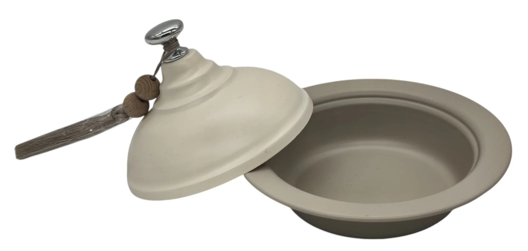 AKDC Metal Tajin with Lid 15cm*12cm, Ivory - Image 3