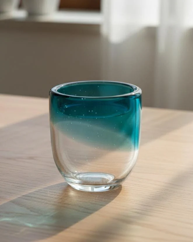 AKDC Transparent Glass Vase with Soft Blue Tint – Artistic Round Shape – 18×16 cm - Image 2