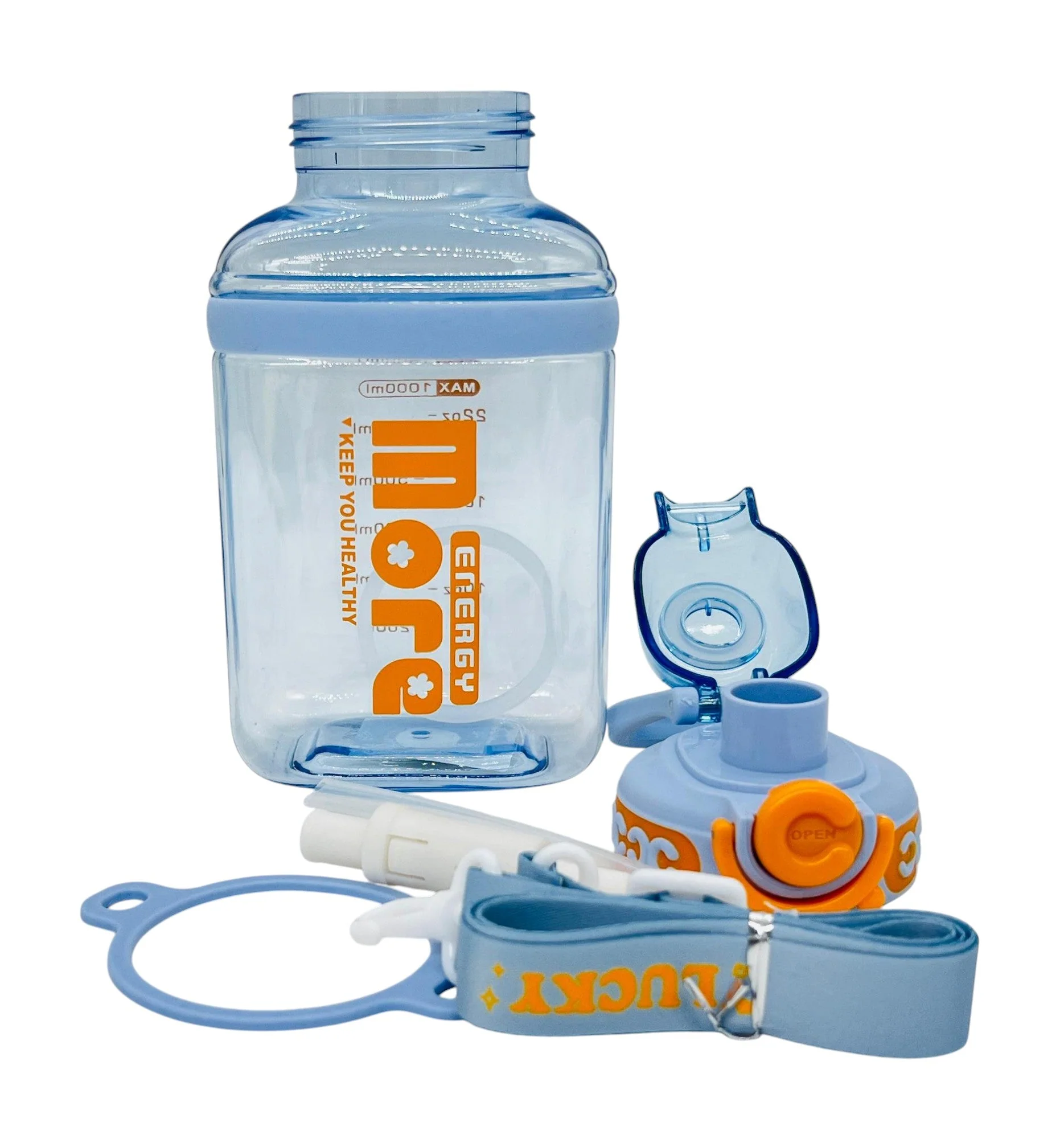AKDC Transparent Plastic Water Bottle 1000ml, Lavender - Image 2
