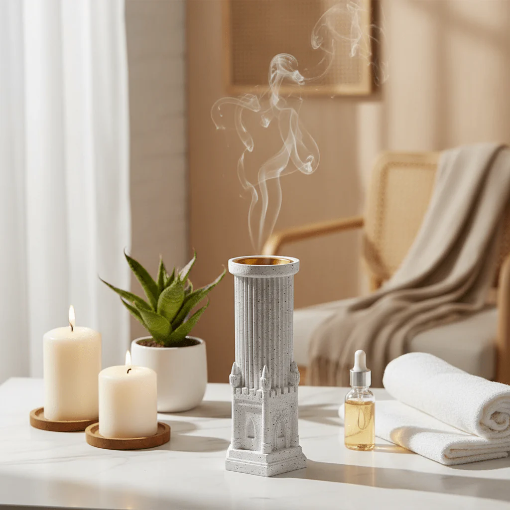 AKDC White Ceramic Decorative Incense Holder – Sophisticated Design for Relaxation and Home Ambiance – 21.5 cm - Image 2
