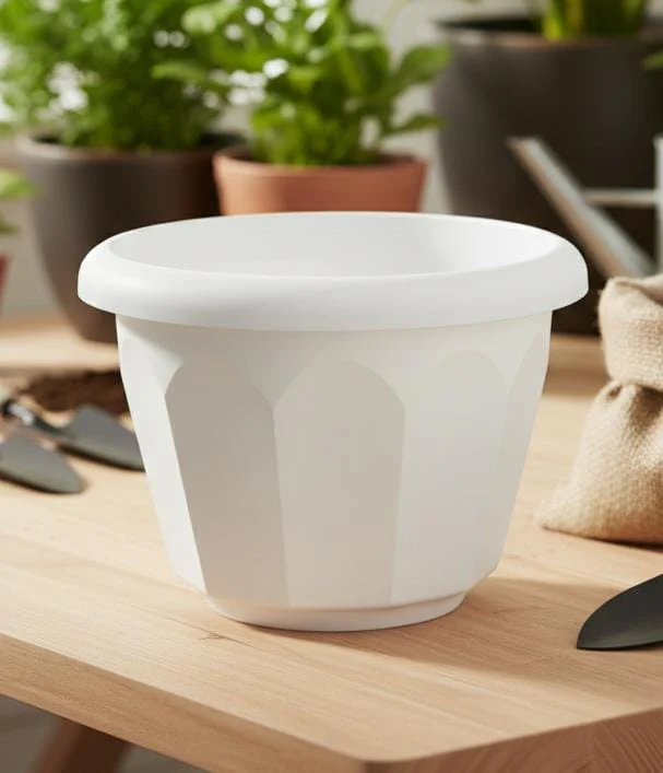 AKDC White Plastic Plant Pot – Tall Modern Garden Planter – 18×24 cm - Image 2