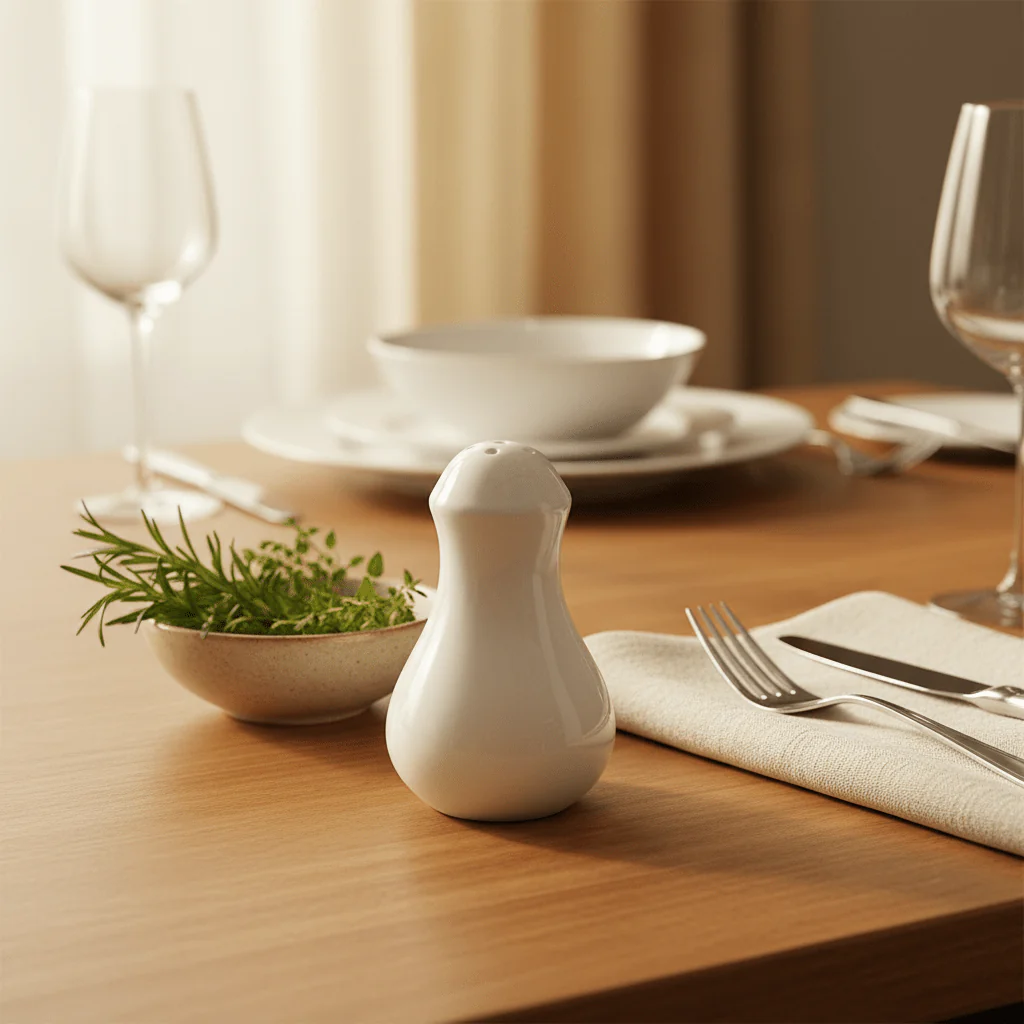 AKDC White Salt & Pepper Bottle Set – 9 cm Durable Ceramic Seasoning Dispensers for Home & Restaurant - Image 2