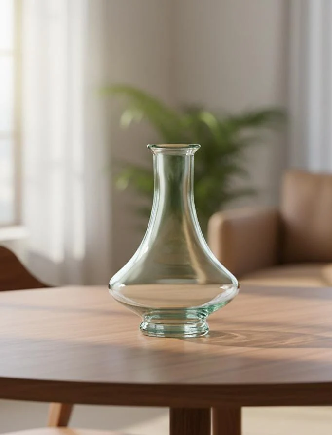 AKDC Wide Transparent Glass Vase – 26×20 cm Modern Decorative Centerpiece - Image 2