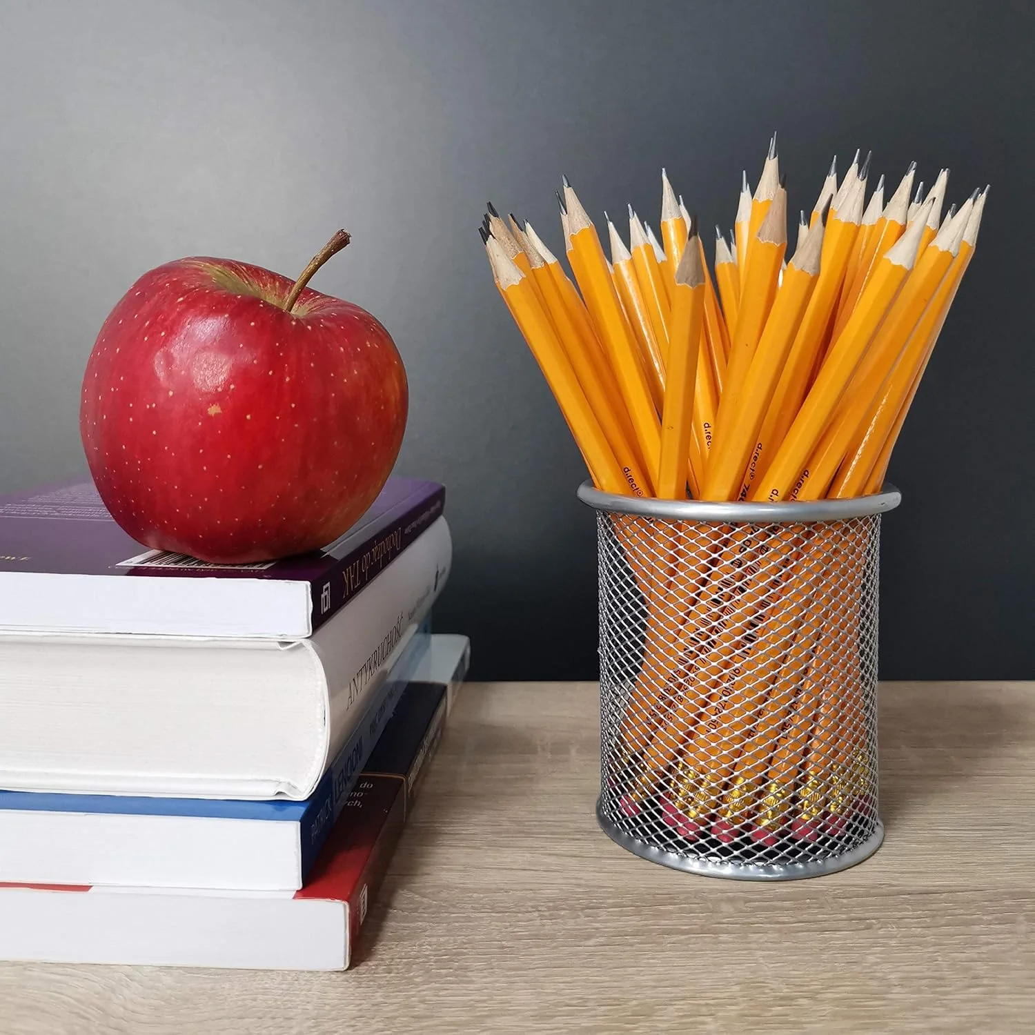AKDC Metal Wire Mesh Pen Holder, Size (9X9.8Cm), Round Shape-Color Silver - Image 2