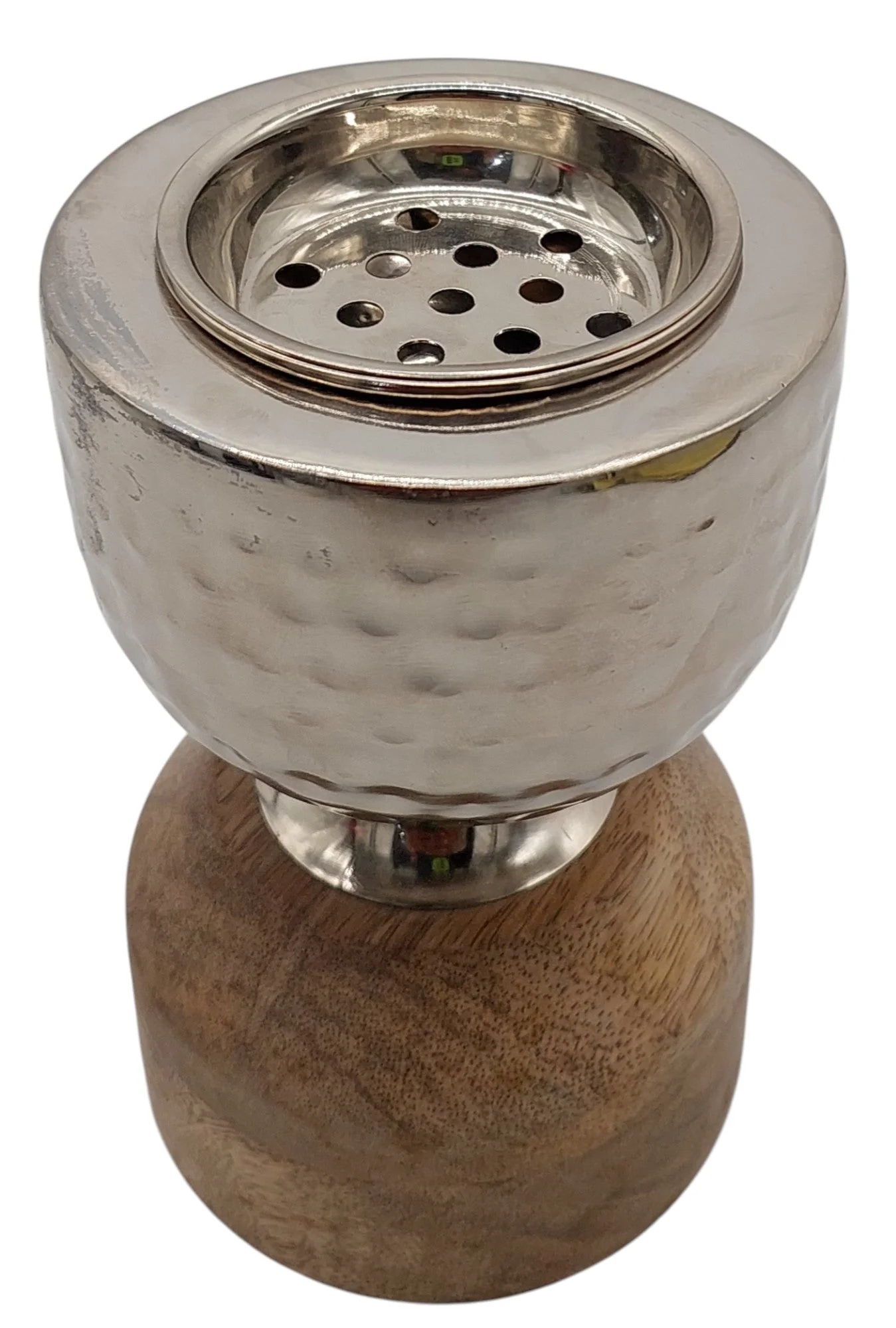 AKDC Wooden and Metal Incense Burner 10cm*15.5cm, Silver/Wood, BD32047L - Image 2