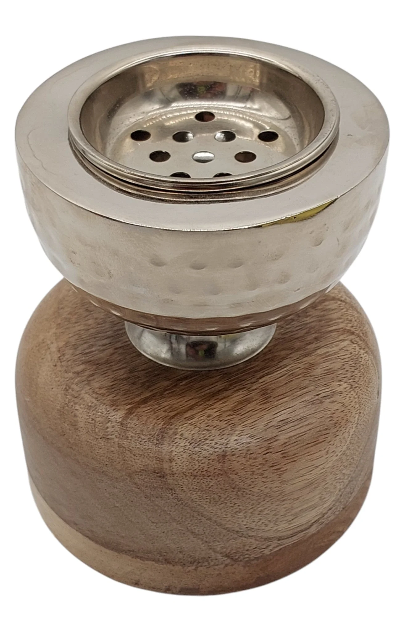 AKDC Wooden and Metal Incense Burner 12cm*13cm, Silver/Wood, BD32100S