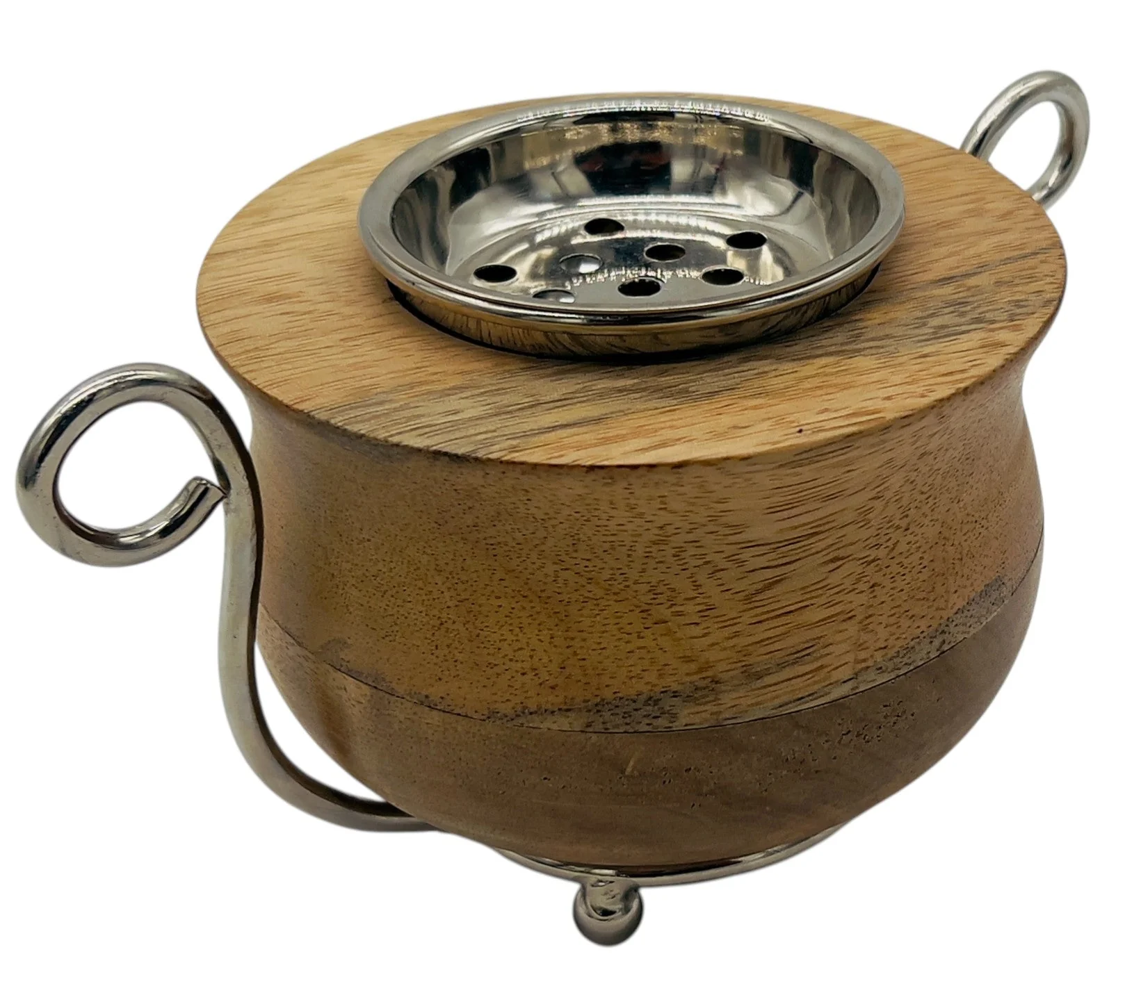 AKDC Wooden and Metal Incense Burner 12cm*9cm, Silver, BD32101 - Image 3