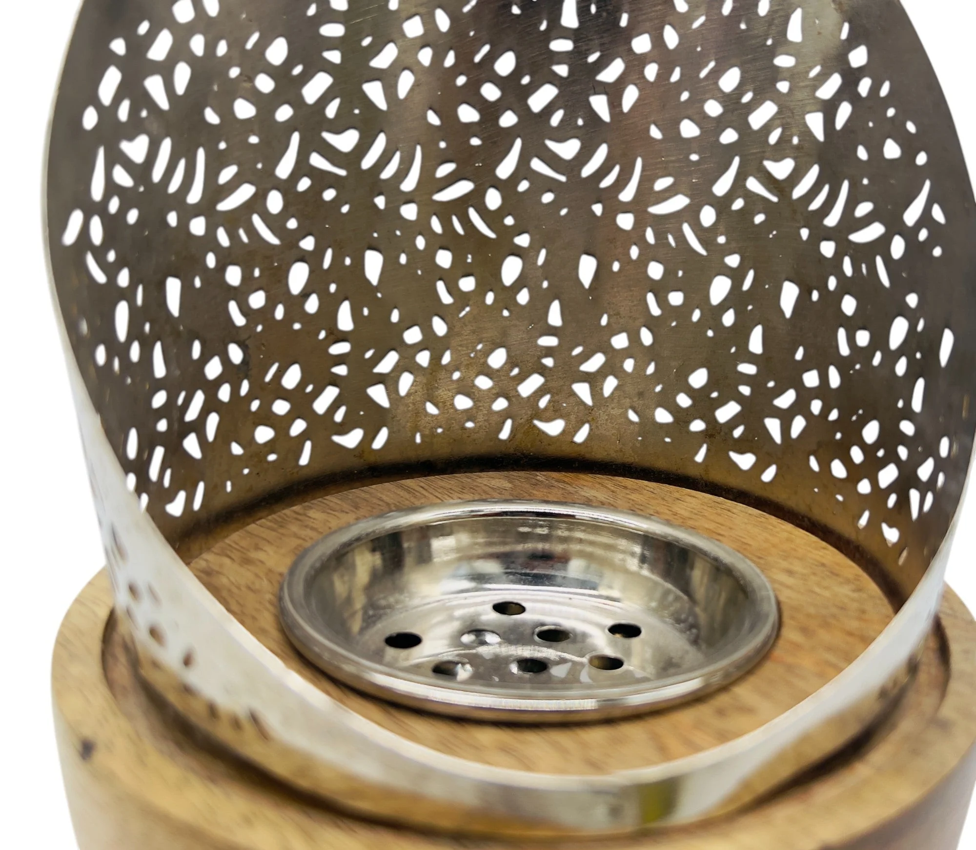 AKDC Wooden and Metal Incense Burner 13cm*22cm, Silver, BD32091 - Image 2