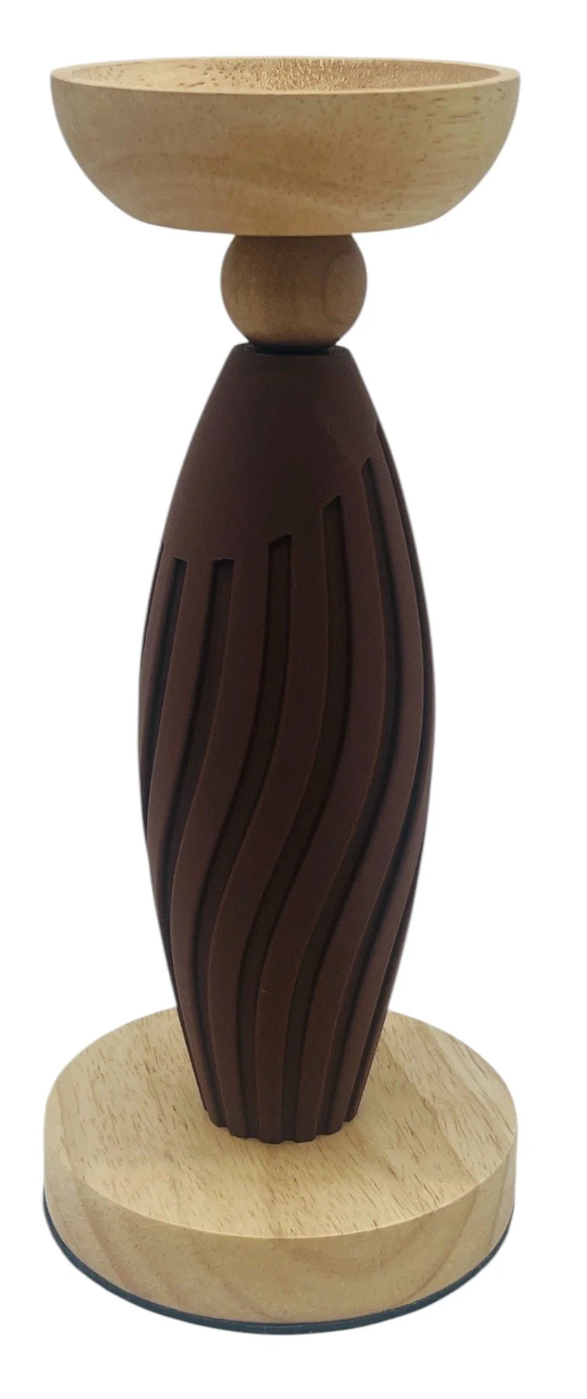 AKDC Wooden and Plastic Candle Holder 26cm*10cm, Brown