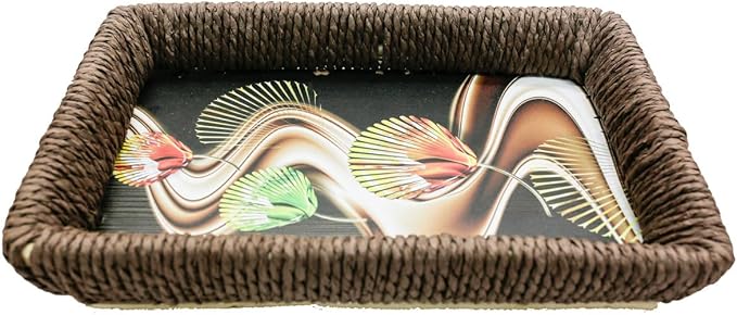 AKDC Wooden Tray Rectangular Small Multicolor-25cmX15cmX5cm