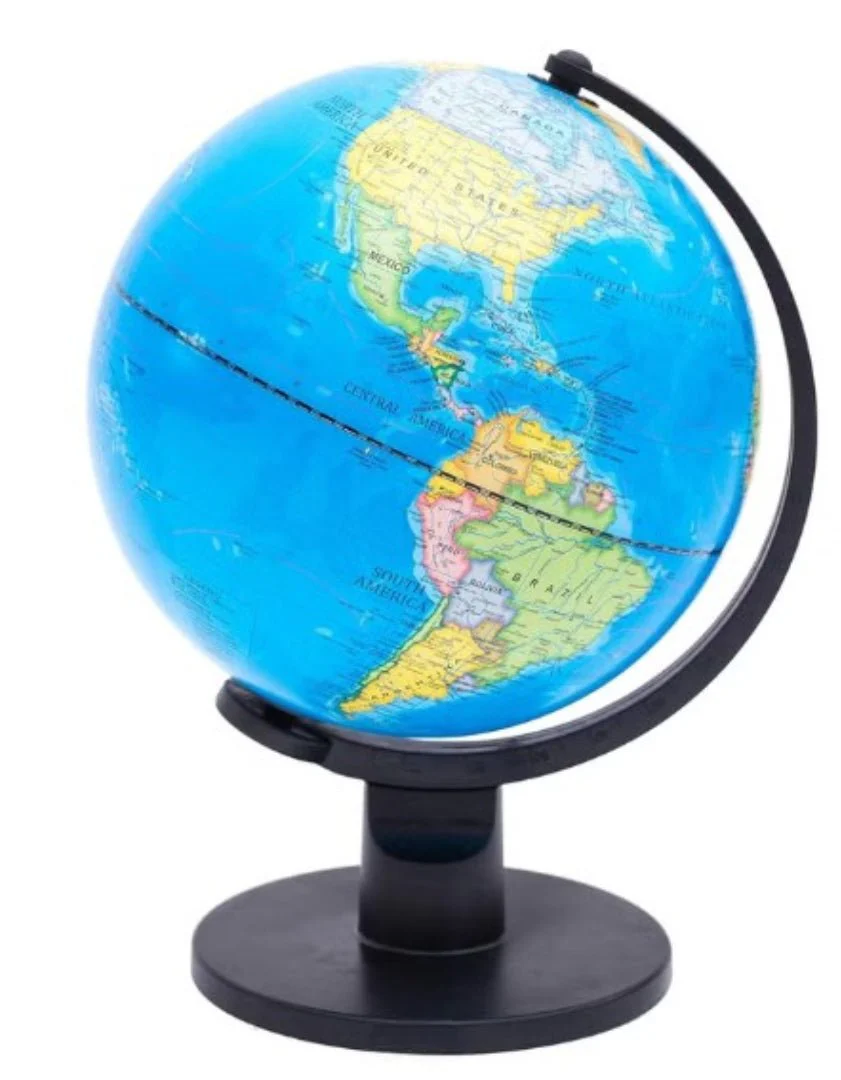 AKDC World Globe Educational Political Map Swivel Rotating Desk Top Globe - Geography Learning Home School Office Decoration - Diameter 25Cm