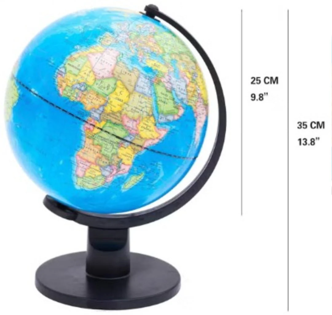 AKDC World Globe Educational Political Map Swivel Rotating Desk Top Globe - Geography Learning Home School Office Decoration - Diameter 25Cm - Image 2