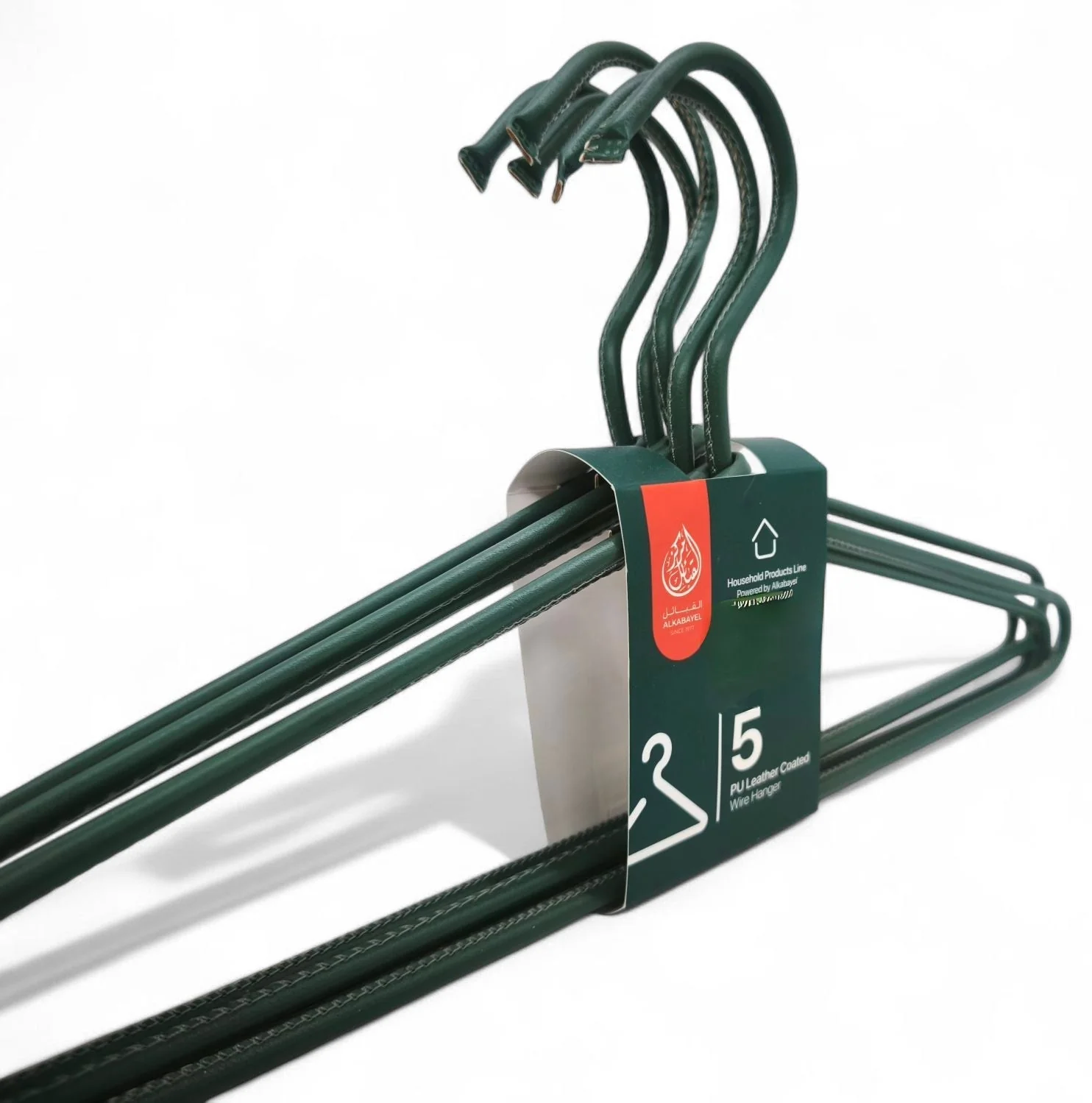 Al Kabayel Pu Leather Coated Wire Hangers Set of 5 Green - Image 2