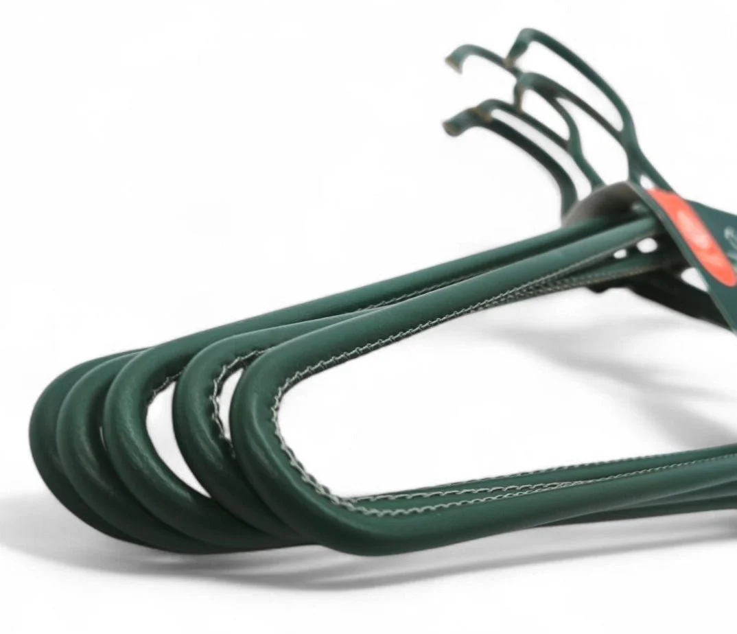 Al Kabayel Pu Leather Coated Wire Hangers Set of 5 Green - Image 3