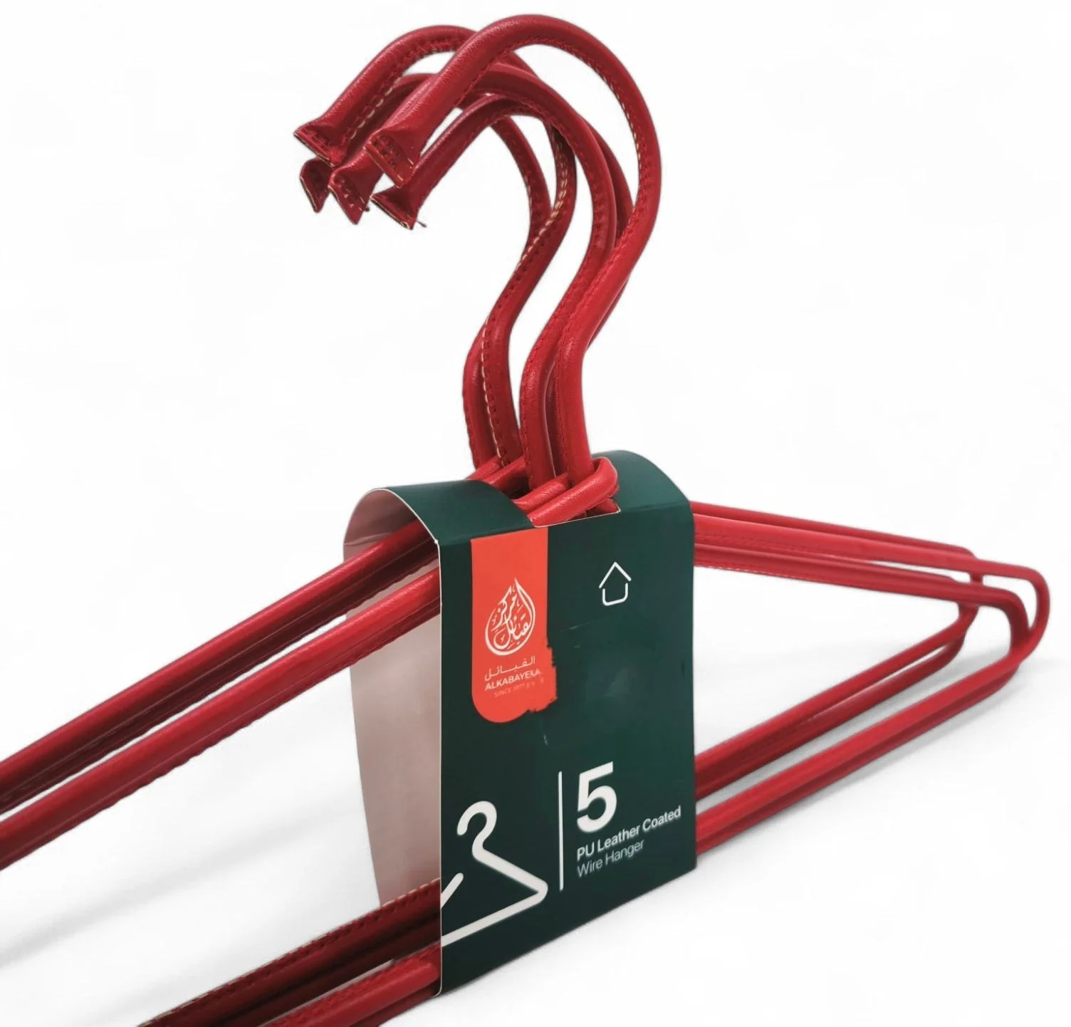 Al Kabayel Pu Leather Coated Wire Hangers Set of 5 Red - Image 2