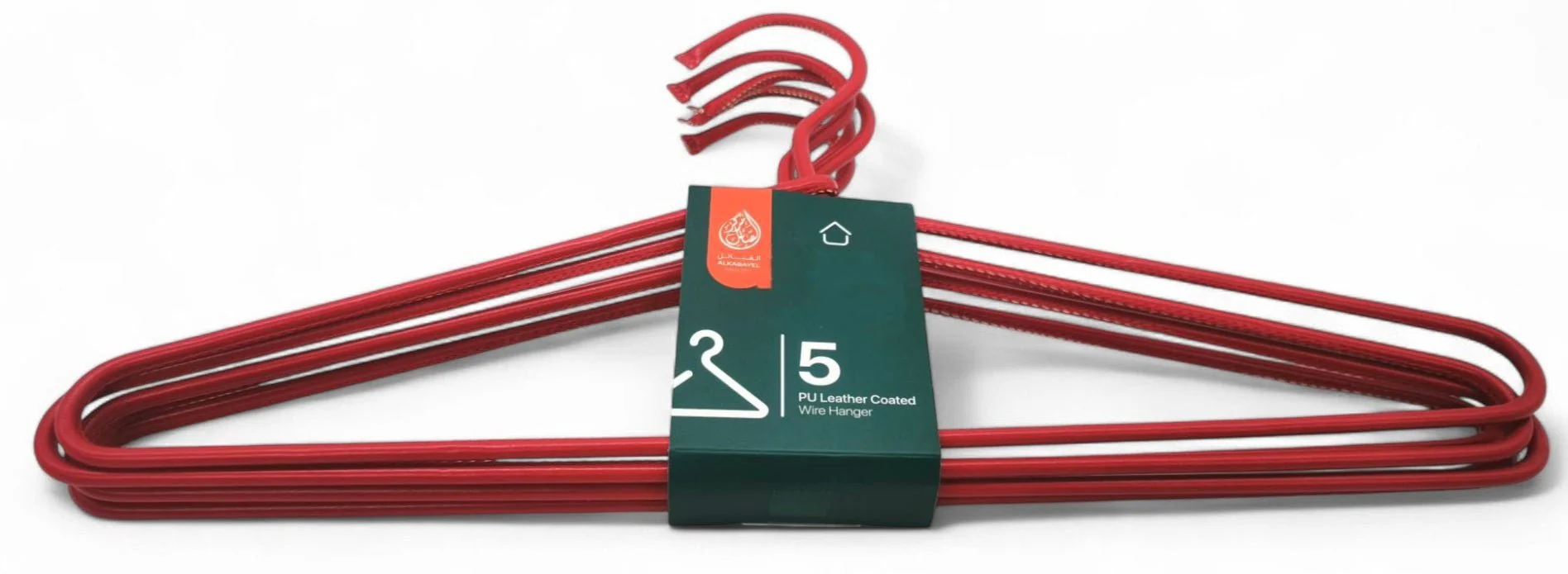 Al Kabayel Pu Leather Coated Wire Hangers Set of 5 Red - Image 3