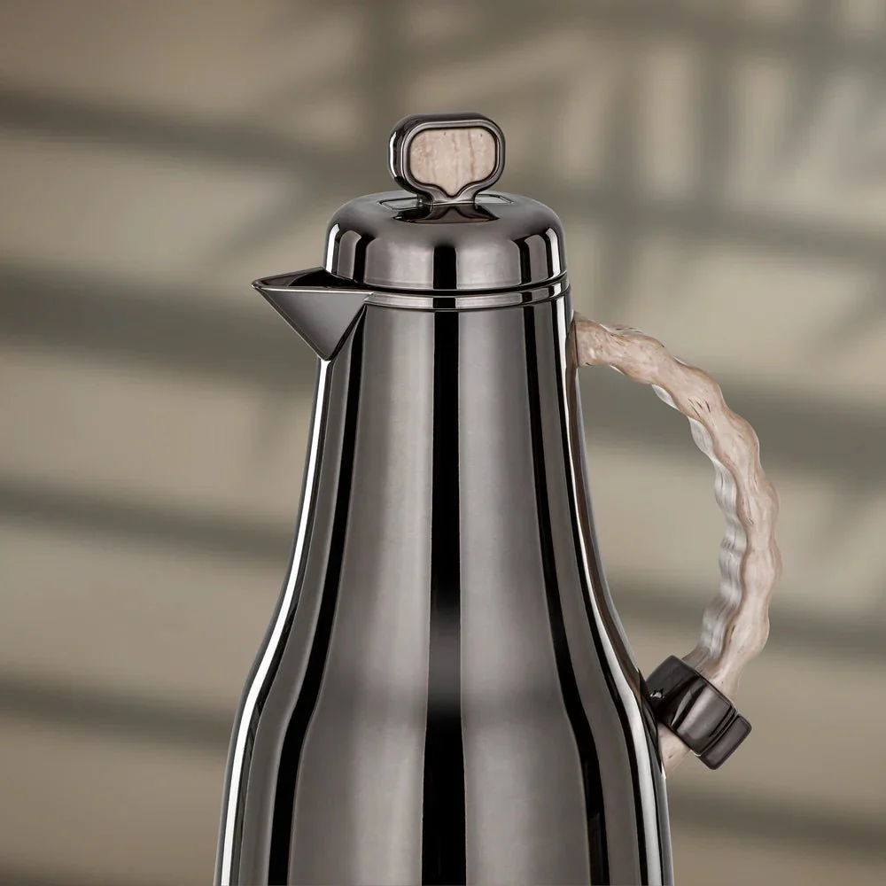 Almarjan 2 Pieces Vacuum Flask Set, Gun Black & Travertine Marble - Image 2