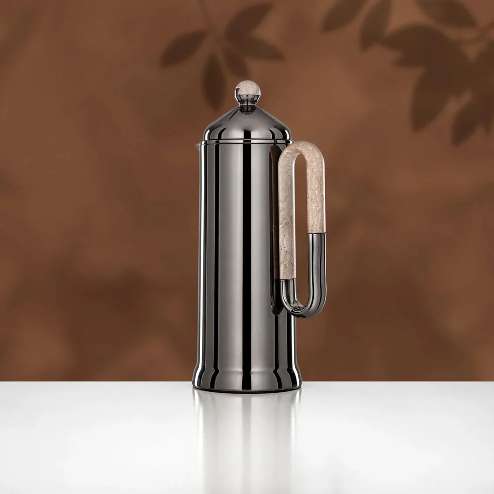 Almarjan 2 Pieces Vacuum Flask Set, Gun Black & Travertine Marble - Image 4
