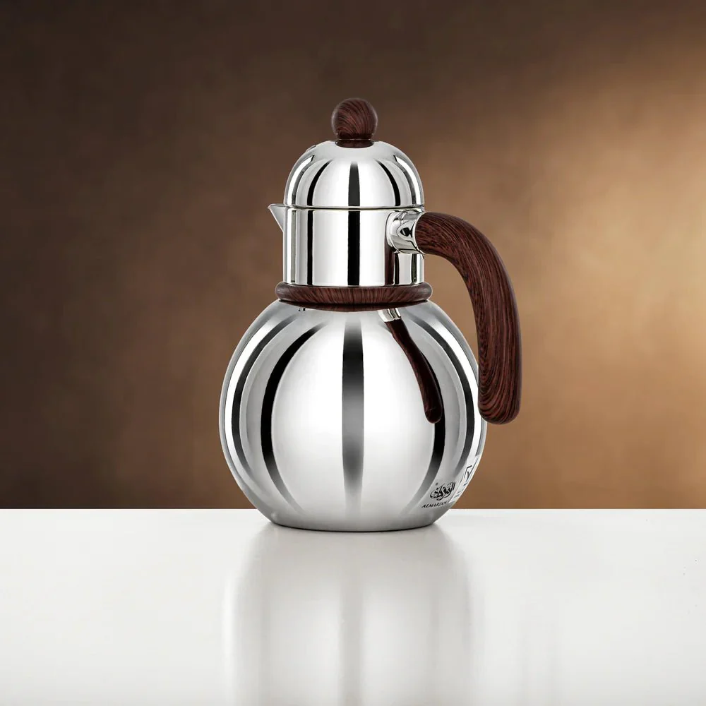 Almarjan Silver & Dark Wood Single Vacuum Flask 0.75L - Image 3