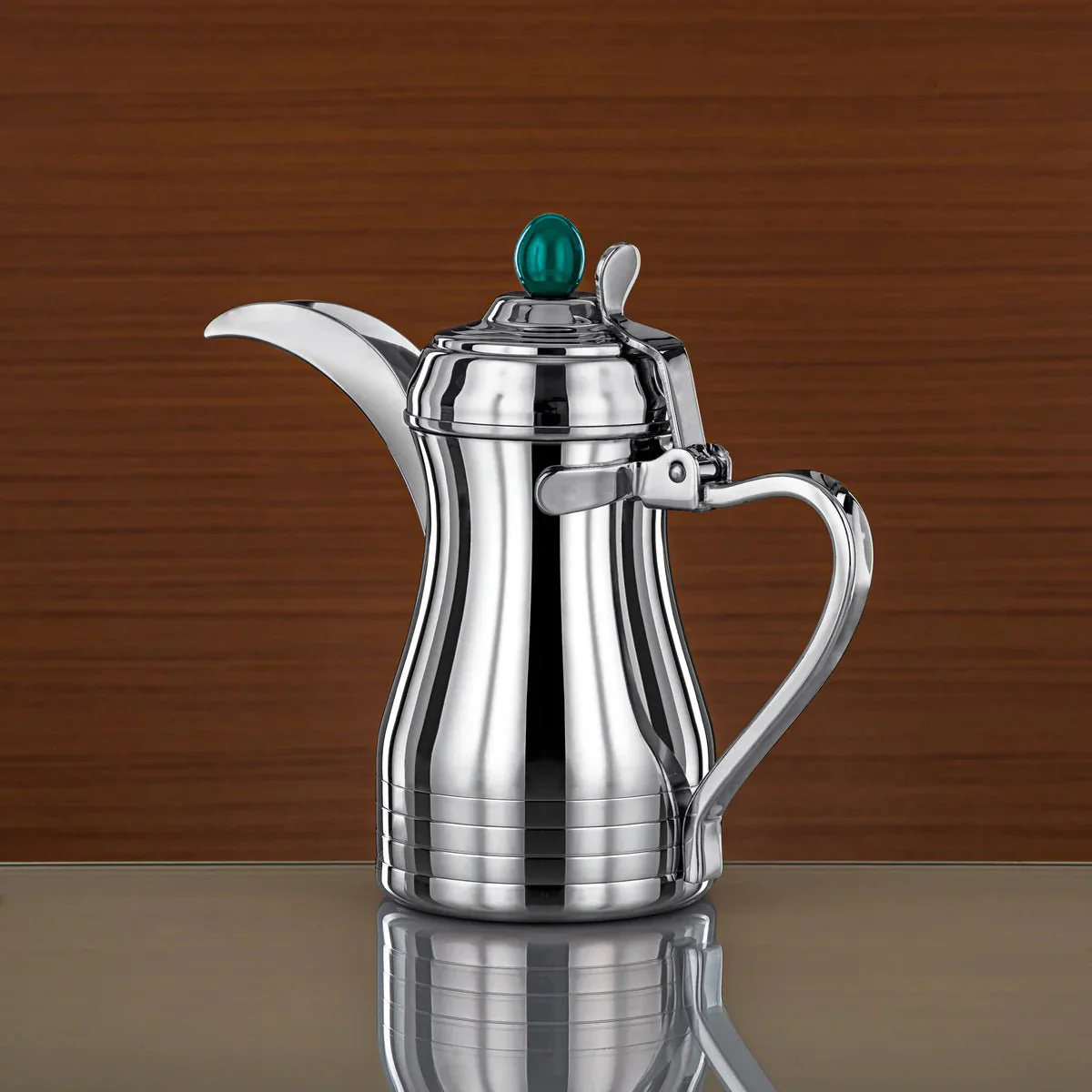 ALMARJAN Stainless Steel Coffee Pot 36oz, Silver/Green - Image 3