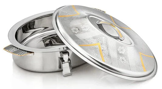 Almarjan STS0293028 Mandi Oval Stainless Steel Hot Pot – 40 cm – Silver & Gold – H23EPG1 - Image 3