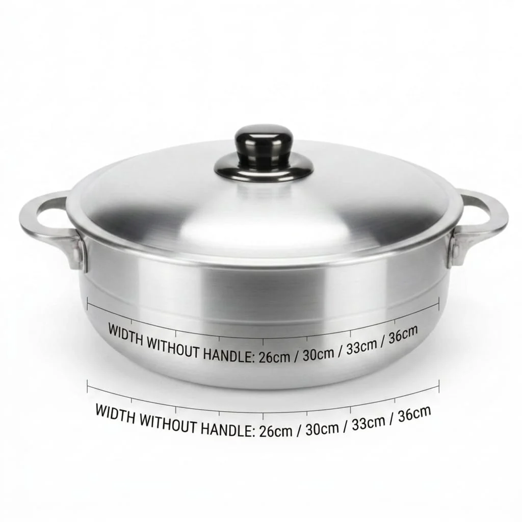 Aluminium Cooking Pot with Lid – 26/30/33/36 cm | Dual Handle Caldero - Image 4